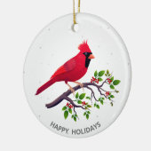 Kardinaalvogel in kerst-rood keramisch ornament (Links)