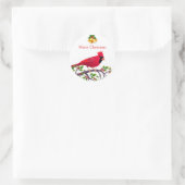 Kardinaalvogel in kerst-rood ronde sticker (Tas)