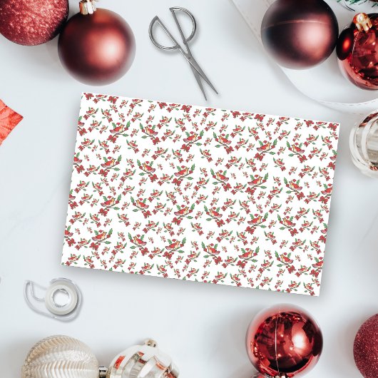 Kardinaalvogel in kerstmuts met tissuepapier
