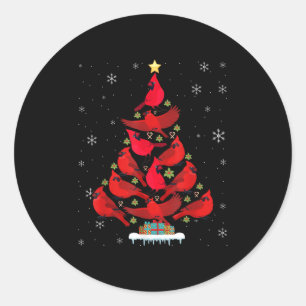 Kardinaalvogel Kerstboom Kerstverlichting Ronde Sticker