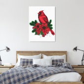 Kardinaalvogel, kerstillustratie canvas afdruk (Insitu (Slaapkamer))