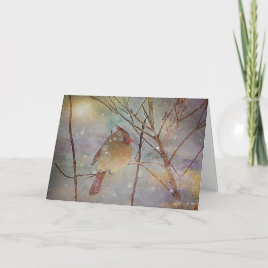 Kardinaalvogel met Kerst Bedankkaart (Voorkant)