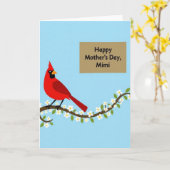 Kardinaalvogel Moederdag Wenskaart Kaart (Gele Bloem)