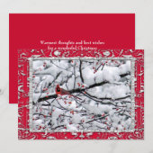 Kardinale sneeuwboom - kerstfoto feestdagenkaart (Voorkant / Achterkant)