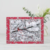 Kardinale sneeuwboom - kerstfoto feestdagenkaart (Staand voorkant)