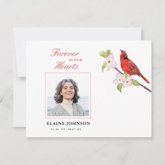 Kardinale sympathie begrafenis foto bedankkaart (Voorkant)