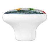 Kardinale vogels en kerstlichten keramische knop (Zijkant)