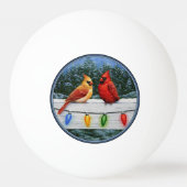 Kardinale vogels en kerstlichten pingpongbal (Achterkant)