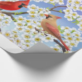 Kardinale vogels in Apple Blossom Gift Wrap Cadeaupapier (Hoek)