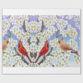 Kardinale vogels in Apple Blossom Gift Wrap Cadeaupapier (Vlak)