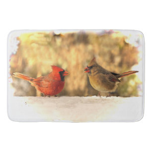 Kardinale vogels in de herfst van Bath Mats Badmat