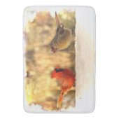 Kardinale vogels in de herfst van Bath Mats Badmat (Voorkant Verticaal)