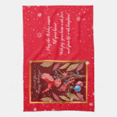 Kardinale vogels op de kerstboom aanpassen theedoek (Verticaal)