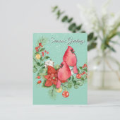 Kardinale vogels op kerstavond briefkaart (Staand voorkant)