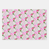 Kardinale vogels, Peony Flowers & Golden Confetti Inpakpapier Vel (Voorkant 2)