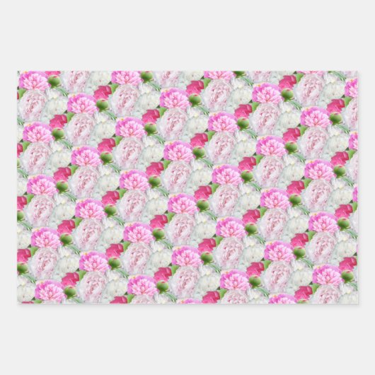 Kardinale vogels, Peony Flowers & Golden Confetti Inpakpapier Vel (Voorkant 2)