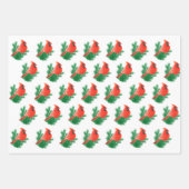 Kardinale vogels, Peony Flowers & Golden Confetti Inpakpapier Vel (Voorkant)