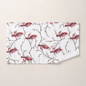 Kardinale vogels, winterkersen en sneeuwpatronen bad handdoek (Handdoek)