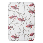 Kardinale vogels, winterkersen en sneeuwpatronen badmat (Voorkant Verticaal)