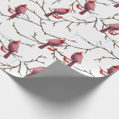 Kardinale vogels, winterkersen en sneeuwpatronen cadeaupapier (Hoek)