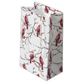 Kardinale vogels, winterkersen en sneeuwpatronen klein cadeauzakje (Achterkant Gekanteld)