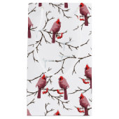 Kardinale vogels, winterkersen en sneeuwpatronen klein cadeauzakje (Voorkant)