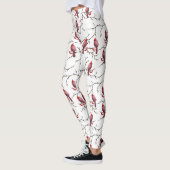 Kardinale vogels, winterkersen en sneeuwpatronen leggings (Links)