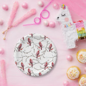 Kardinale vogels, winterkersen en sneeuwpatronen papieren bordje (Feest)