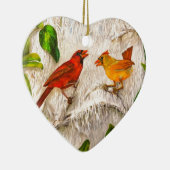 Kardinale vogels Zingen liefde Keramisch Ornament (Rechts)