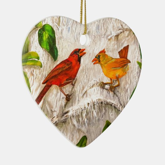 Kardinale vogels Zingen liefde Keramisch Ornament (Rechts)