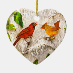 Kardinale vogels Zingen liefde Keramisch Ornament