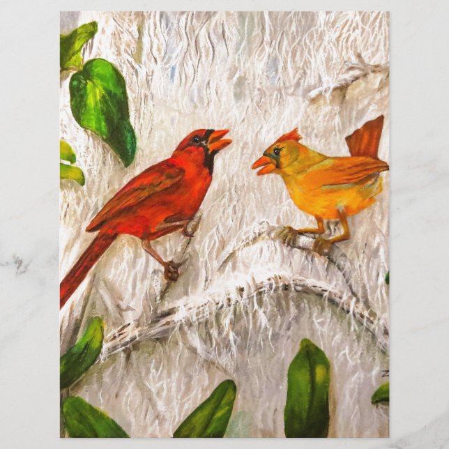 Kardinale vogels Zingend uit liefde (Voorkant)