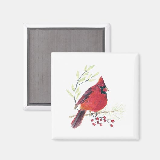 Kardinale Waterverf Art Magnet (Voorkant / Achterkant)