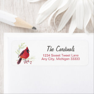Kardinale Waterverf Art Return Address Label