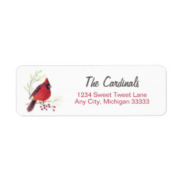 Kardinale Waterverf Art Return Address Label