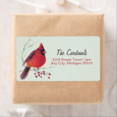 Kardinale Waterverf Art Return Address Label (Insitu)