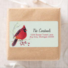 Kardinale Waterverf Art Return Address Label