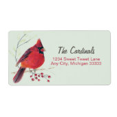 Kardinale Waterverf Art Return Address Label (Voorkant)