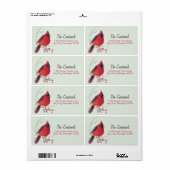 Kardinale Waterverf Art Return Address Label (Full Sheet)