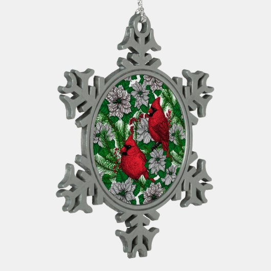 Kardinalen 2 tin sneeuwvlok ornament (Links)