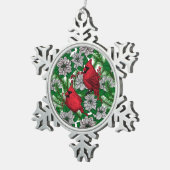 Kardinalen 2 tin sneeuwvlok ornament (Rechts)