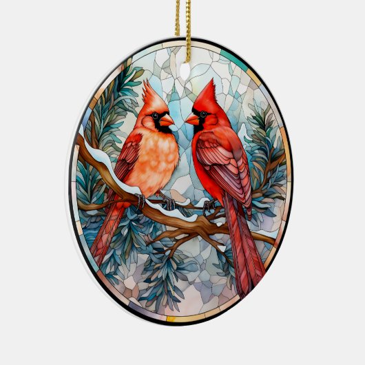  kardinalen beitelen glazen kerst keramisch ornament (Rechts)