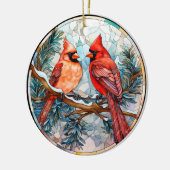  kardinalen beitelen glazen kerst keramisch ornament (Links)