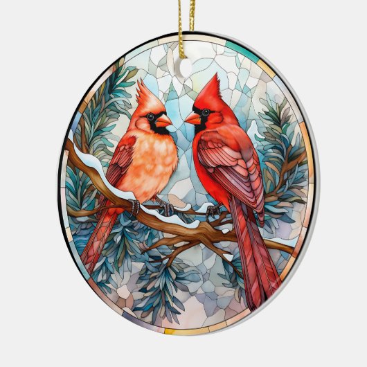  kardinalen beitelen glazen kerst keramisch ornament (Links)