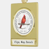 Kardinalen en Angels aangepaste naam Memorial Verguld Banner Ornament (Links)
