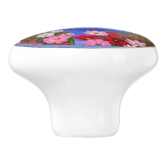 Kardinalen en Blauwe Birdhouse Keramische Knop (Zijkant)