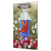 Kardinalen en Blauwe Birdhouse Klembord (Links)