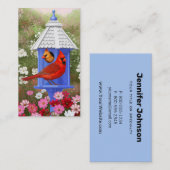 Kardinalen en Blauwe Birdhouse Visitekaartje (Voorkant / Achterkant)