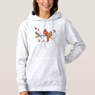 Kardinalen en cichorei met winterbessen hoodie