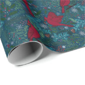 Kardinalen en coniferen, wintervakantiepatroon cadeaupapier (Rol Hoek)